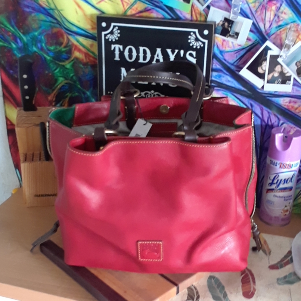 D & B RED FLORENTINE BAG
